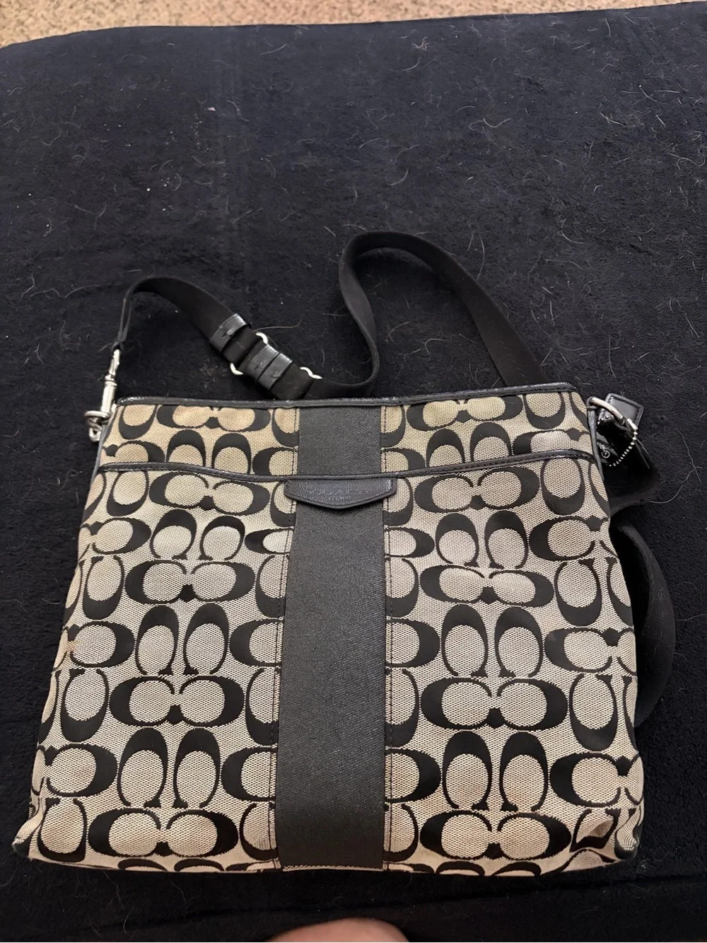 Coach Signature Canvas Crossbody Bag in Black and gray - Picture 1 of 5